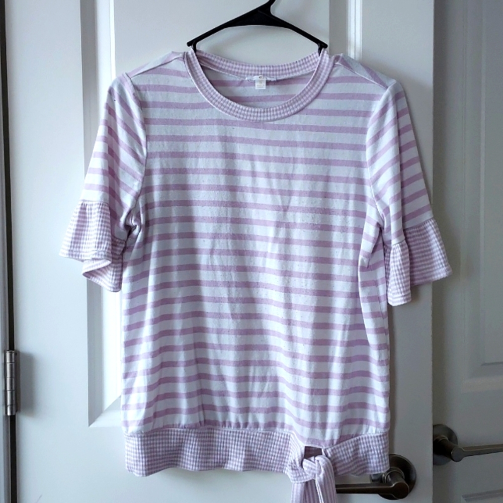C short sleeve top pinknwhite stripes small